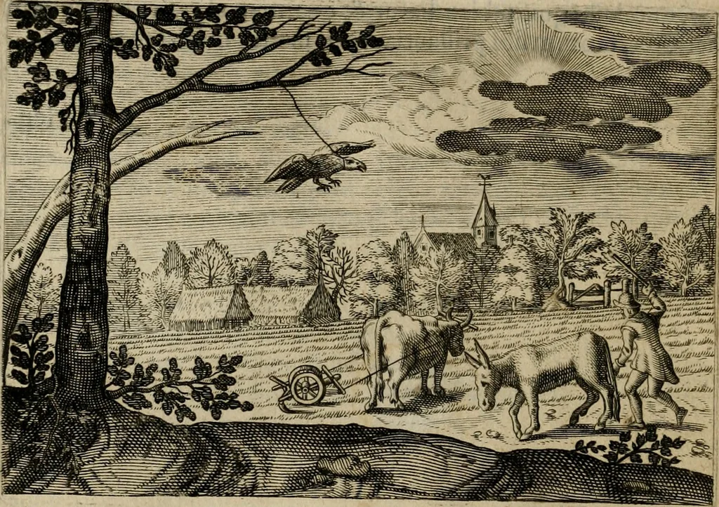 An illustration from Emblemata Florentii Schoonhovii I.C. Goudani, partim moralia, partim etiam civilia. Cum latiori eorundem ejusdem auctoris interpretatione. Accedunt et alia quaedam poëmatia in alijs poëmatum suorum libris non contenta, 1618, leaf 201