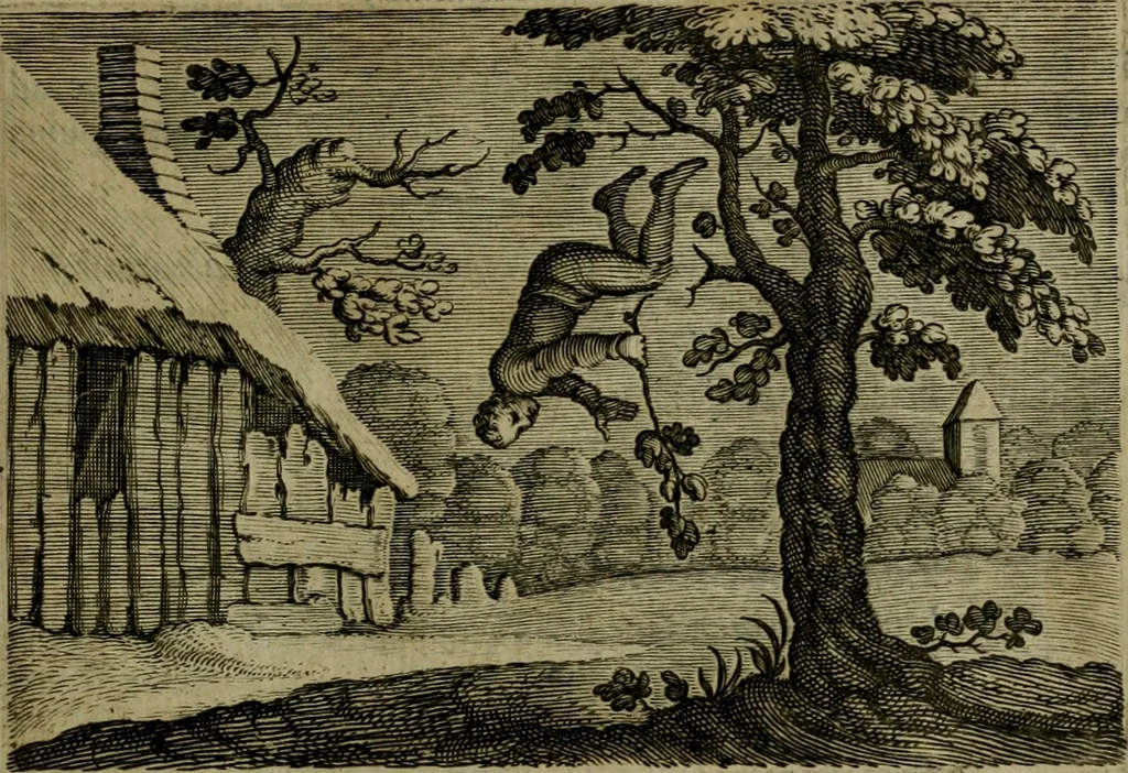 An illustration from Emblemata Florentii Schoonhovii I.C. Goudani, partim moralia, partim etiam civilia. Cum latiori eorundem ejusdem auctoris interpretatione. Accedunt et alia quaedam poëmatia in alijs poëmatum suorum libris non contenta, 1618, leaf 56
