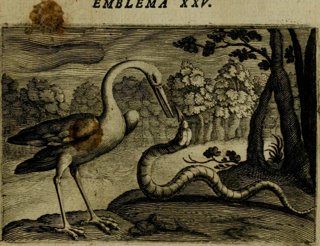 An illustration from Emblemata Florentii Schoonhovii I.C. Goudani, partim moralia, partim etiam civilia. Cum latiori eorundem ejusdem auctoris interpretatione. Accedunt et alia quaedam poëmatia in alijs poëmatum suorum libris non contenta, 1618, leaf 94