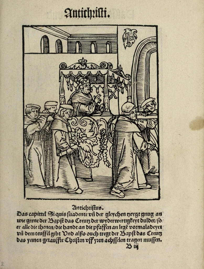 An illustration from Passional Christi unnd Antichristi, 1521, leaf 17