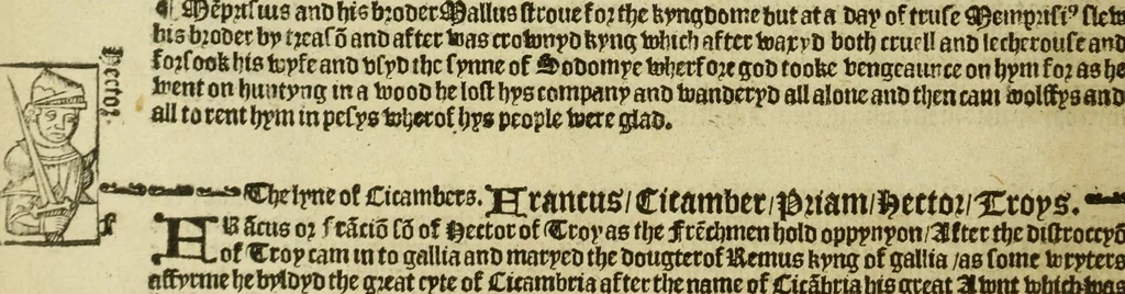 An illustration from The pastyme of people : the cronycles of dyuers realmys and most specyally of the realme of Englond, 1530, leaf 12
