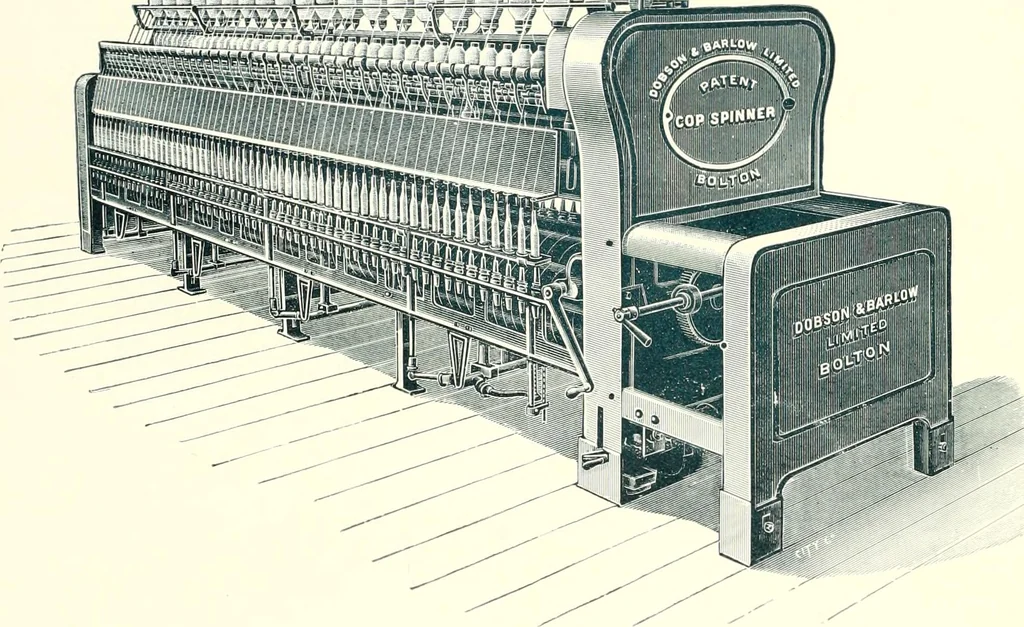 An illustration from Patentees and makers of machinery : on the latest and most approved principles for preparing, spinning & doubling, cotton, cotton waste, wool, worsted, silk, and bigonia yarns, 1900, leaf 113