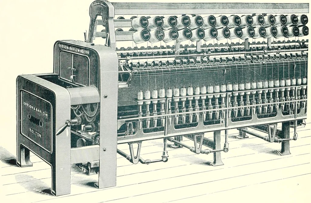 An illustration from Patentees and makers of machinery : on the latest and most approved principles for preparing, spinning & doubling, cotton, cotton waste, wool, worsted, silk, and bigonia yarns, 1900, leaf 115