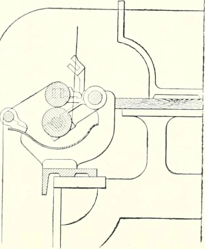 An illustration from Patentees and makers of machinery : on the latest and most approved principles for preparing, spinning & doubling, cotton, cotton waste, wool, worsted, silk, and bigonia yarns, 1900, leaf 116