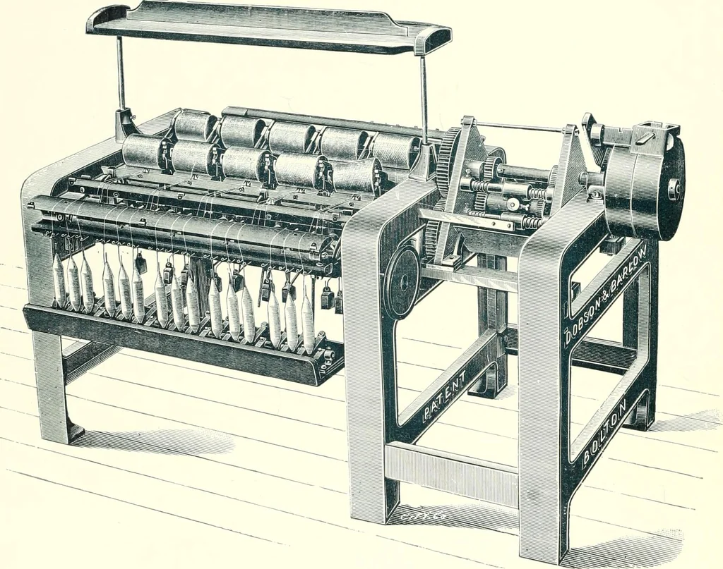 An illustration from Patentees and makers of machinery : on the latest and most approved principles for preparing, spinning & doubling, cotton, cotton waste, wool, worsted, silk, and bigonia yarns, 1900, leaf 119