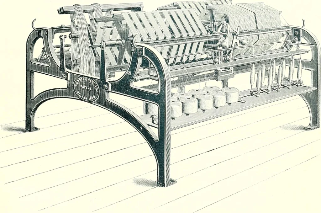 An illustration from Patentees and makers of machinery : on the latest and most approved principles for preparing, spinning & doubling, cotton, cotton waste, wool, worsted, silk, and bigonia yarns, 1900, leaf 130