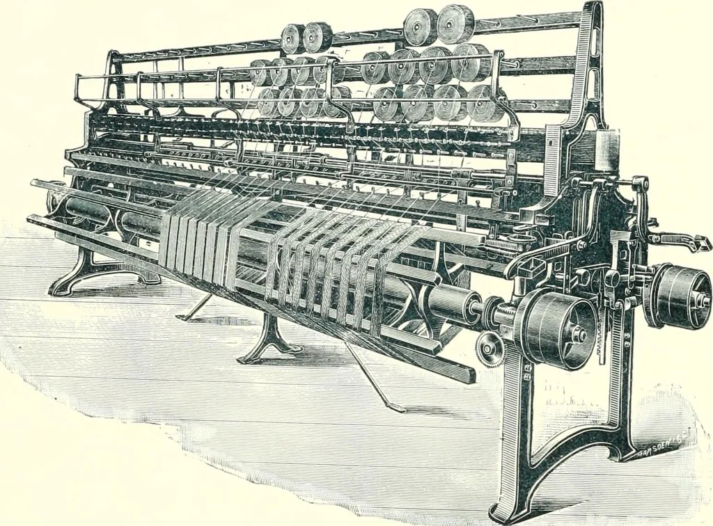 An illustration from Patentees and makers of machinery : on the latest and most approved principles for preparing, spinning & doubling, cotton, cotton waste, wool, worsted, silk, and bigonia yarns, 1900, leaf 133