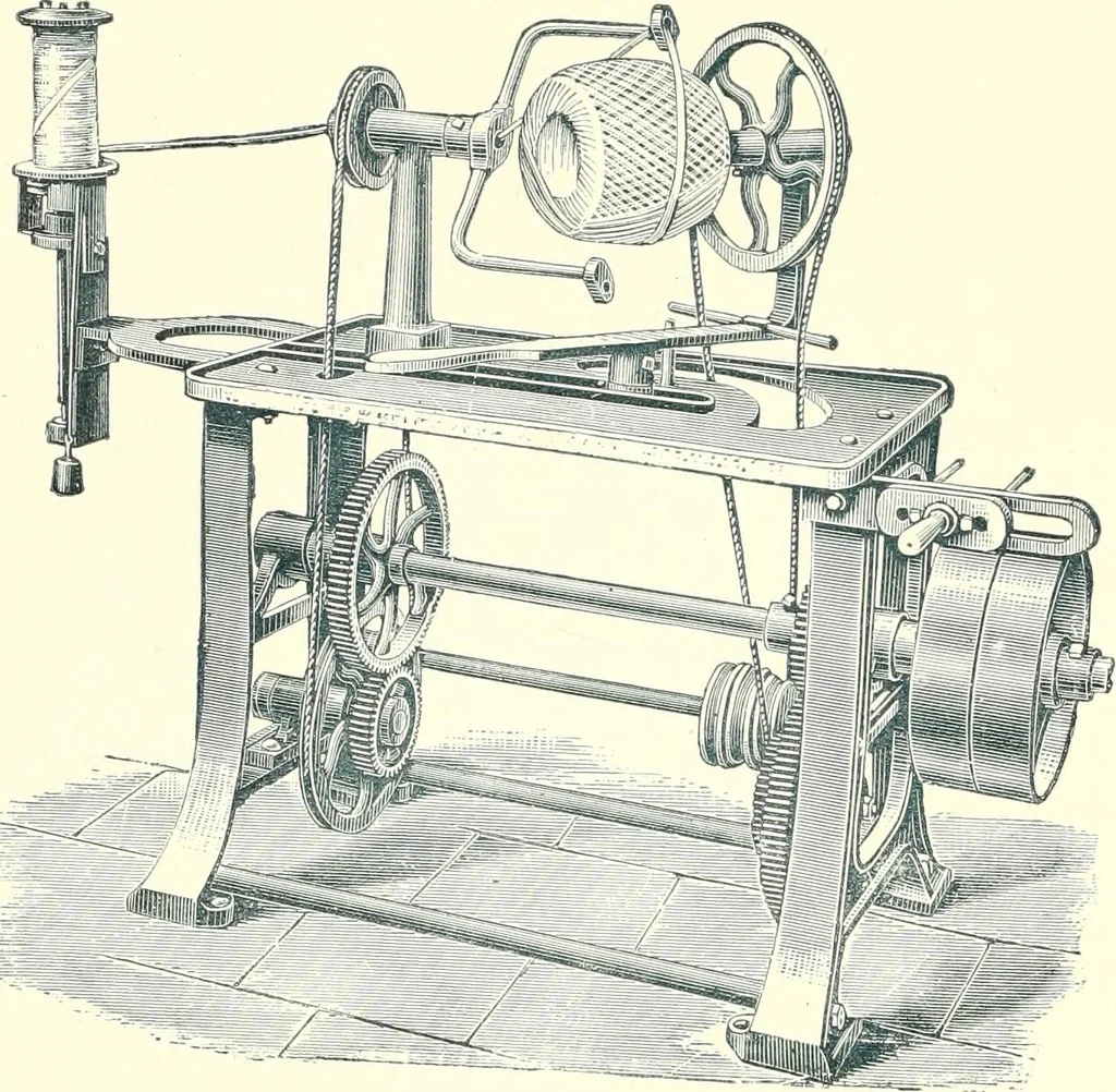 An illustration from Patentees and makers of machinery : on the latest and most approved principles for preparing, spinning & doubling, cotton, cotton waste, wool, worsted, silk, and bigonia yarns, 1900, leaf 147