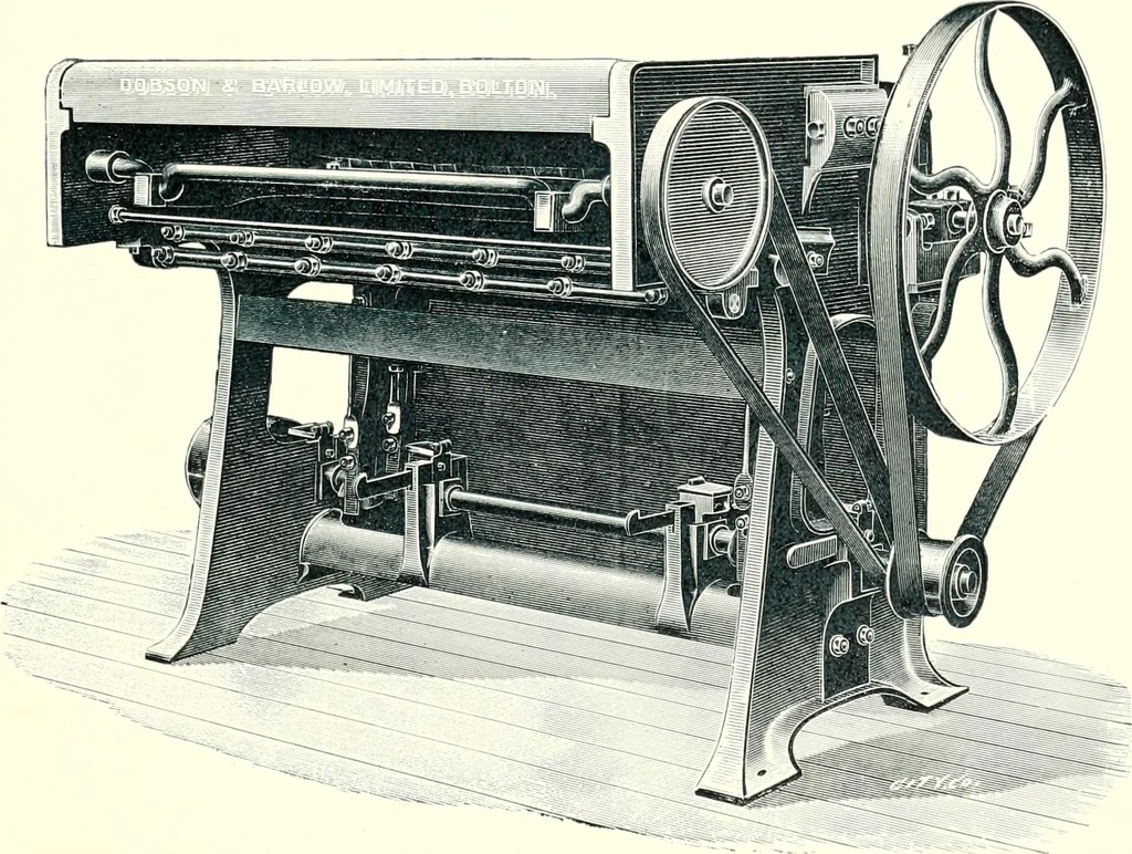 An illustration from Patentees and makers of machinery : on the latest and most approved principles for preparing, spinning & doubling, cotton, cotton waste, wool, worsted, silk, and bigonia yarns, 1900, leaf 16