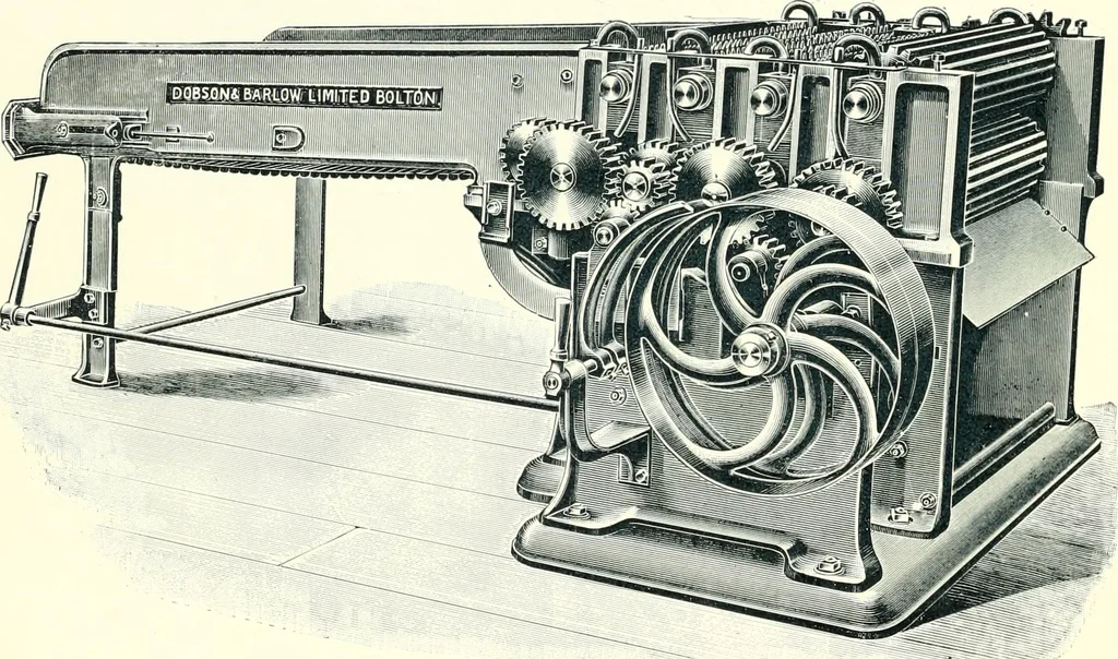An illustration from Patentees and makers of machinery : on the latest and most approved principles for preparing, spinning & doubling, cotton, cotton waste, wool, worsted, silk, and bigonia yarns, 1900, leaf 17