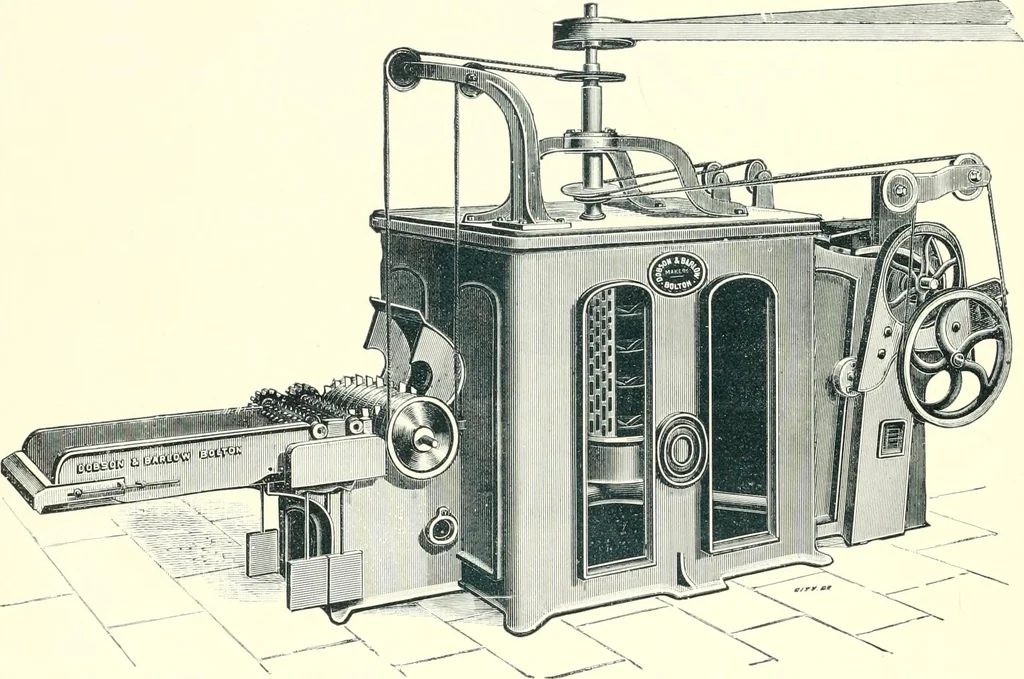An illustration from Patentees and makers of machinery : on the latest and most approved principles for preparing, spinning & doubling, cotton, cotton waste, wool, worsted, silk, and bigonia yarns, 1900, leaf 25