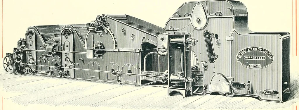 An illustration from Patentees and makers of machinery : on the latest and most approved principles for preparing, spinning & doubling, cotton, cotton waste, wool, worsted, silk, and bigonia yarns, 1900, leaf 29
