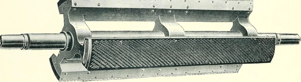 An illustration from Patentees and makers of machinery : on the latest and most approved principles for preparing, spinning & doubling, cotton, cotton waste, wool, worsted, silk, and bigonia yarns, 1900, leaf 35