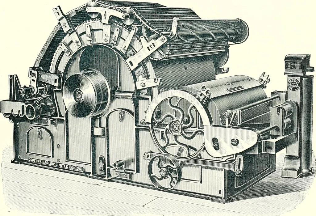An illustration from Patentees and makers of machinery : on the latest and most approved principles for preparing, spinning & doubling, cotton, cotton waste, wool, worsted, silk, and bigonia yarns, 1900, leaf 46