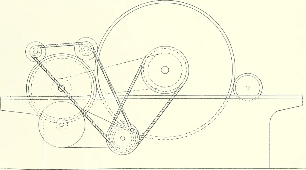 An illustration from Patentees and makers of machinery : on the latest and most approved principles for preparing, spinning & doubling, cotton, cotton waste, wool, worsted, silk, and bigonia yarns, 1900, leaf 47