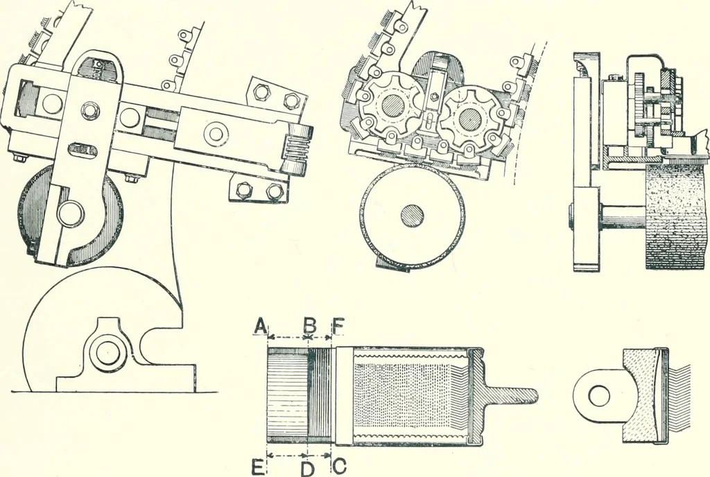 An illustration from Patentees and makers of machinery : on the latest and most approved principles for preparing, spinning & doubling, cotton, cotton waste, wool, worsted, silk, and bigonia yarns, 1900, leaf 49