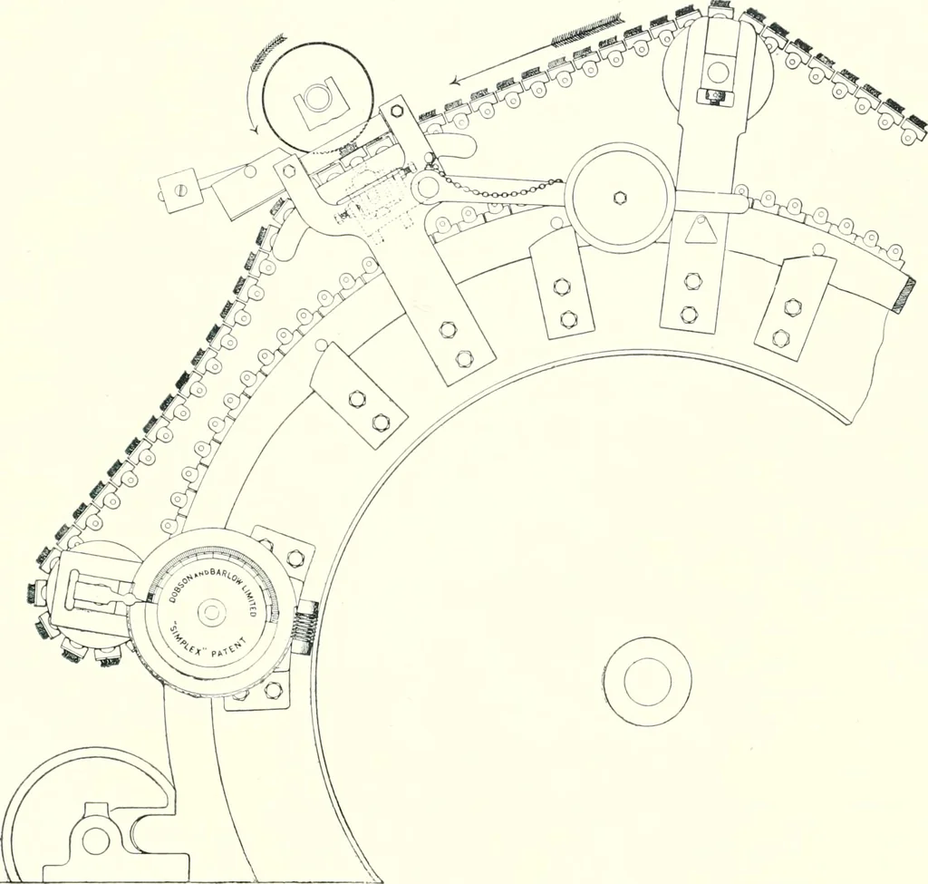 An illustration from Patentees and makers of machinery : on the latest and most approved principles for preparing, spinning & doubling, cotton, cotton waste, wool, worsted, silk, and bigonia yarns, 1900, leaf 54