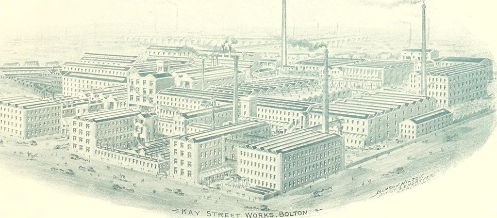 An illustration from Patentees and makers of machinery : on the latest and most approved principles for preparing, spinning & doubling, cotton, cotton waste, wool, worsted, silk, and bigonia yarns, 1900, leaf 6