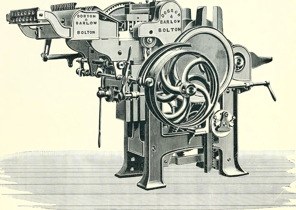 An illustration from Patentees and makers of machinery : on the latest and most approved principles for preparing, spinning & doubling, cotton, cotton waste, wool, worsted, silk, and bigonia yarns, 1900, leaf 63