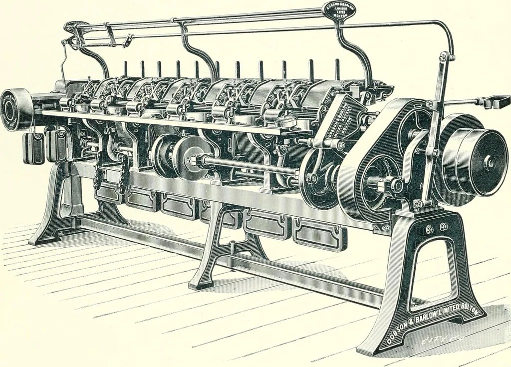 An illustration from Patentees and makers of machinery : on the latest and most approved principles for preparing, spinning & doubling, cotton, cotton waste, wool, worsted, silk, and bigonia yarns, 1900, leaf 67
