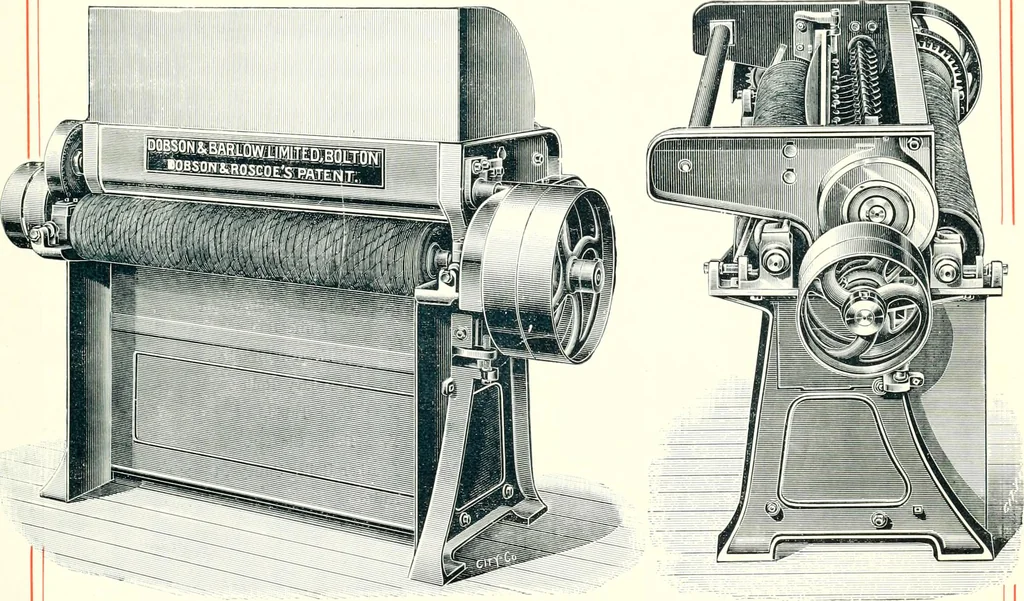 An illustration from Patentees and makers of machinery : on the latest and most approved principles for preparing, spinning & doubling, cotton, cotton waste, wool, worsted, silk, and bigonia yarns, 1900, leaf 8