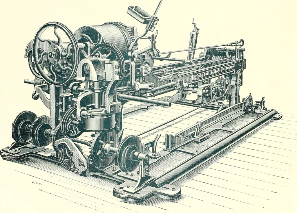 An illustration from Patentees and makers of machinery : on the latest and most approved principles for preparing, spinning & doubling, cotton, cotton waste, wool, worsted, silk, and bigonia yarns, 1900, leaf 95