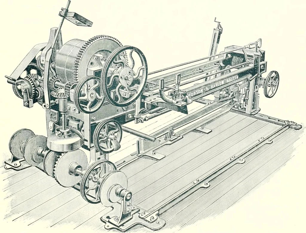 An illustration from Patentees and makers of machinery : on the latest and most approved principles for preparing, spinning & doubling, cotton, cotton waste, wool, worsted, silk, and bigonia yarns, 1900, leaf 96