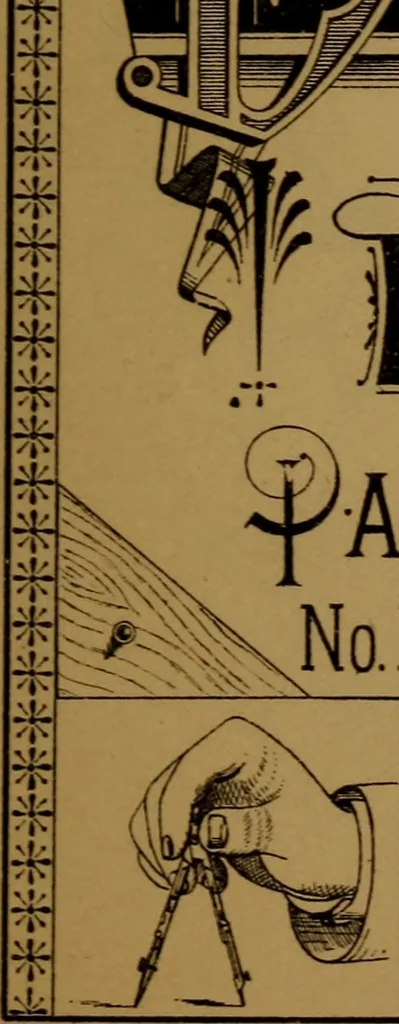 An illustration from Patent soliciting and United States court practice, with remarks concerning specifications and claims, drawings, official examination, appeals, reissues, searches and reports, court practice, interferences, foreign patents, etc, 1883, leaf 142