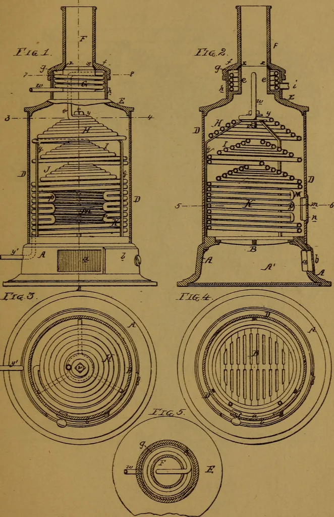 An illustration from Patent soliciting and United States court practice, with remarks concerning specifications and claims, drawings, official examination, appeals, reissues, searches and reports, court practice, interferences, foreign patents, etc, 1883, leaf 146
