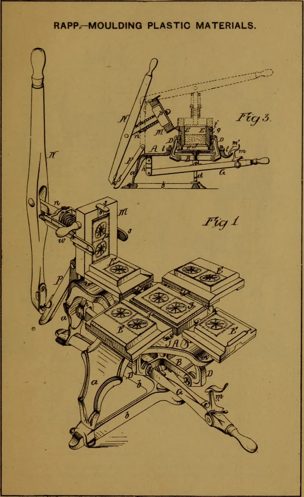 An illustration from Patent soliciting and United States court practice, with remarks concerning specifications and claims, drawings, official examination, appeals, reissues, searches and reports, court practice, interferences, foreign patents, etc, 1883, leaf 152