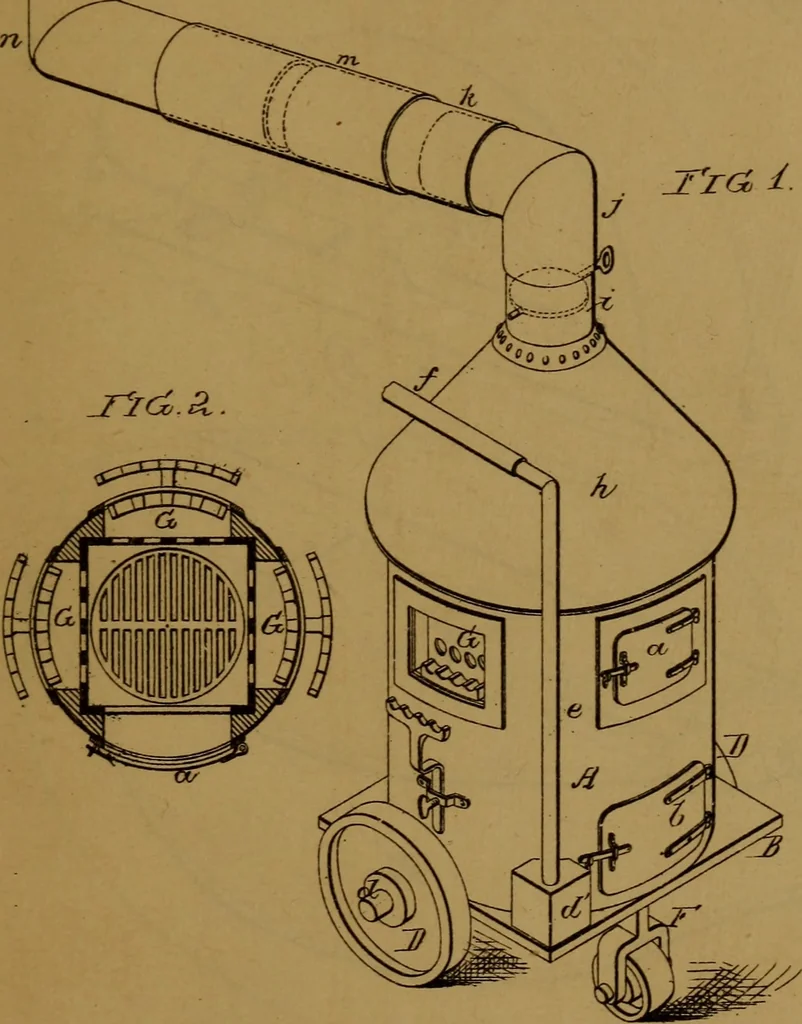An illustration from Patent soliciting and United States court practice, with remarks concerning specifications and claims, drawings, official examination, appeals, reissues, searches and reports, court practice, interferences, foreign patents, etc, 1883, leaf 156
