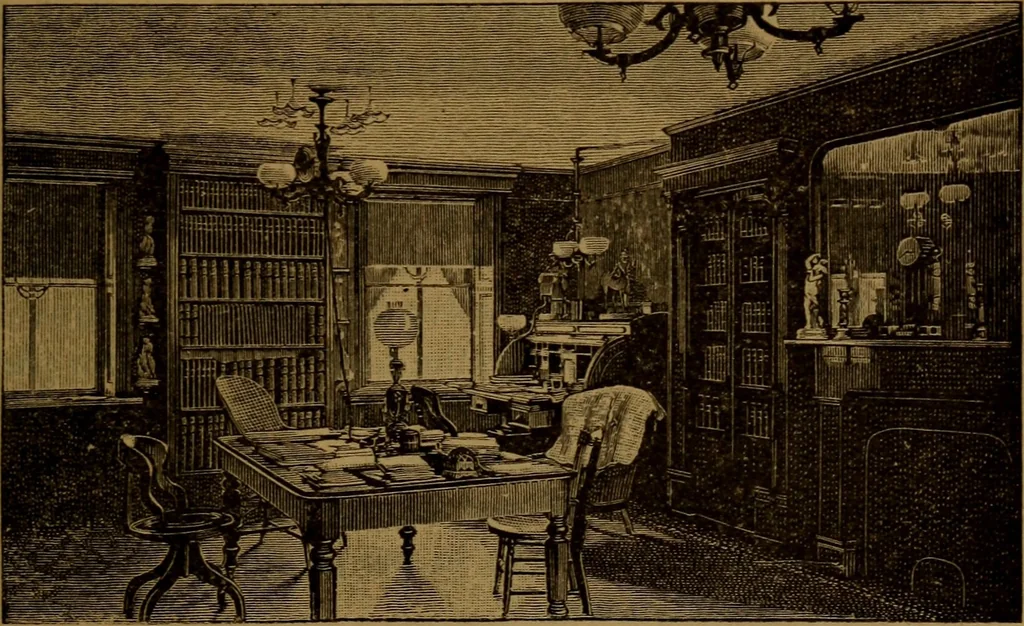 An illustration from Patent soliciting and United States court practice, with remarks concerning specifications and claims, drawings, official examination, appeals, reissues, searches and reports, court practice, interferences, foreign patents, etc, 1883, leaf 34
