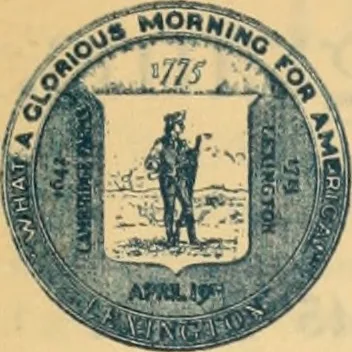 An illustration from Patriot's day celebration at Cambridge, Mass., April 19th, 1921. Also an address on the true American flag <our first national emblem and standard> the Cambridge flag, 1921, leaf 32