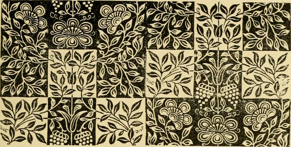 An illustration from Pattern design : a book for students treating in a practical way of the anatomy, planning & evolution of repeated ornament, 1915, leaf 102