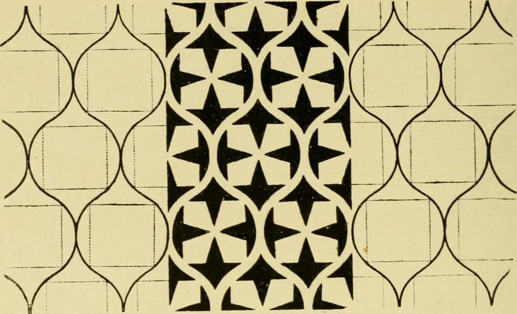 An illustration from Pattern design : a book for students treating in a practical way of the anatomy, planning & evolution of repeated ornament, 1915, leaf 105