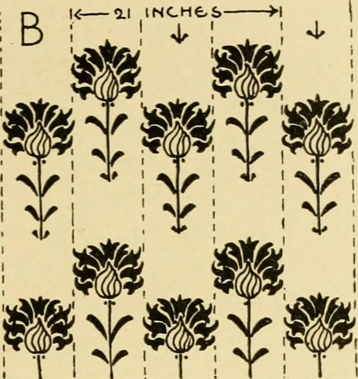 An illustration from Pattern design : a book for students treating in a practical way of the anatomy, planning & evolution of repeated ornament, 1915, leaf 106