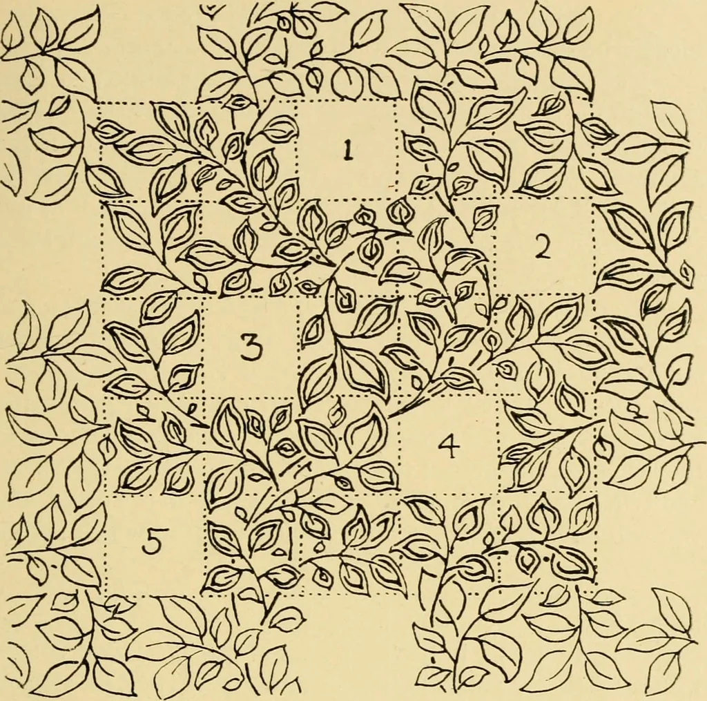 An illustration from Pattern design : a book for students treating in a practical way of the anatomy, planning & evolution of repeated ornament, 1915, leaf 120