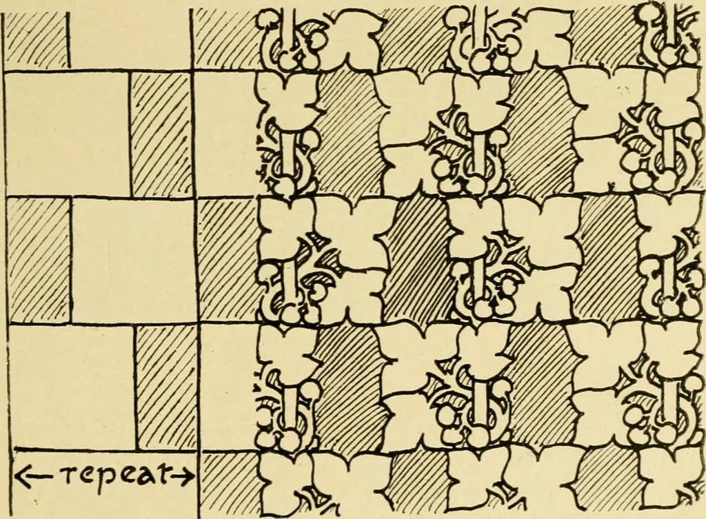 An illustration from Pattern design : a book for students treating in a practical way of the anatomy, planning & evolution of repeated ornament, 1915, leaf 130
