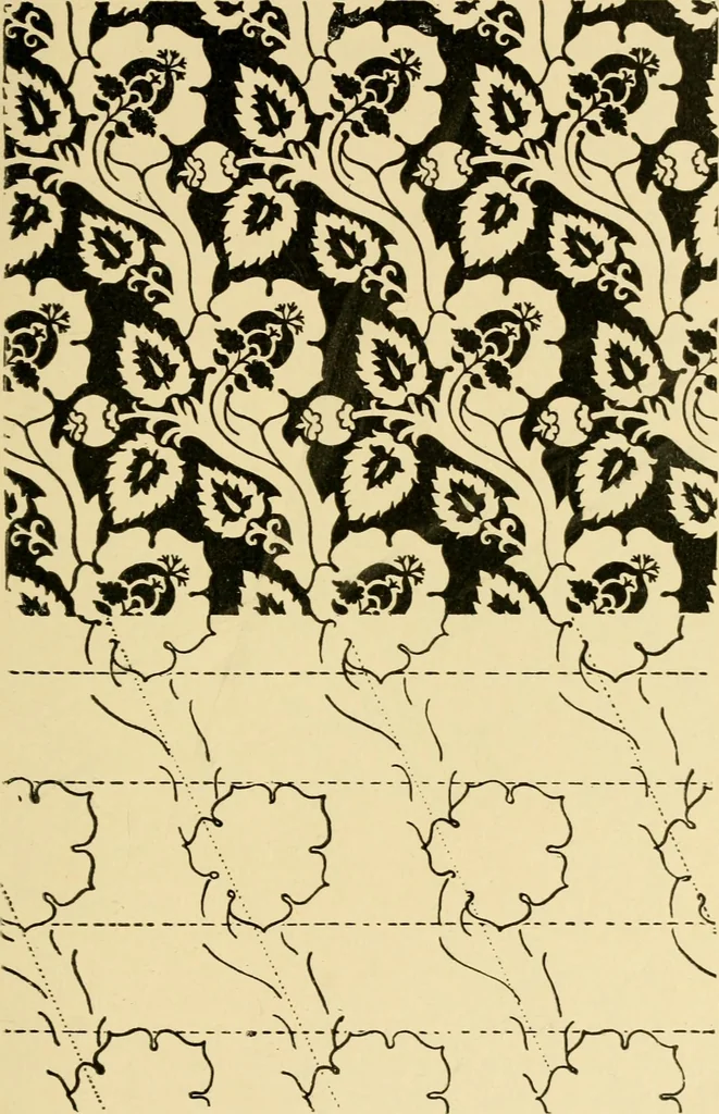 An illustration from Pattern design : a book for students treating in a practical way of the anatomy, planning & evolution of repeated ornament, 1915, leaf 140