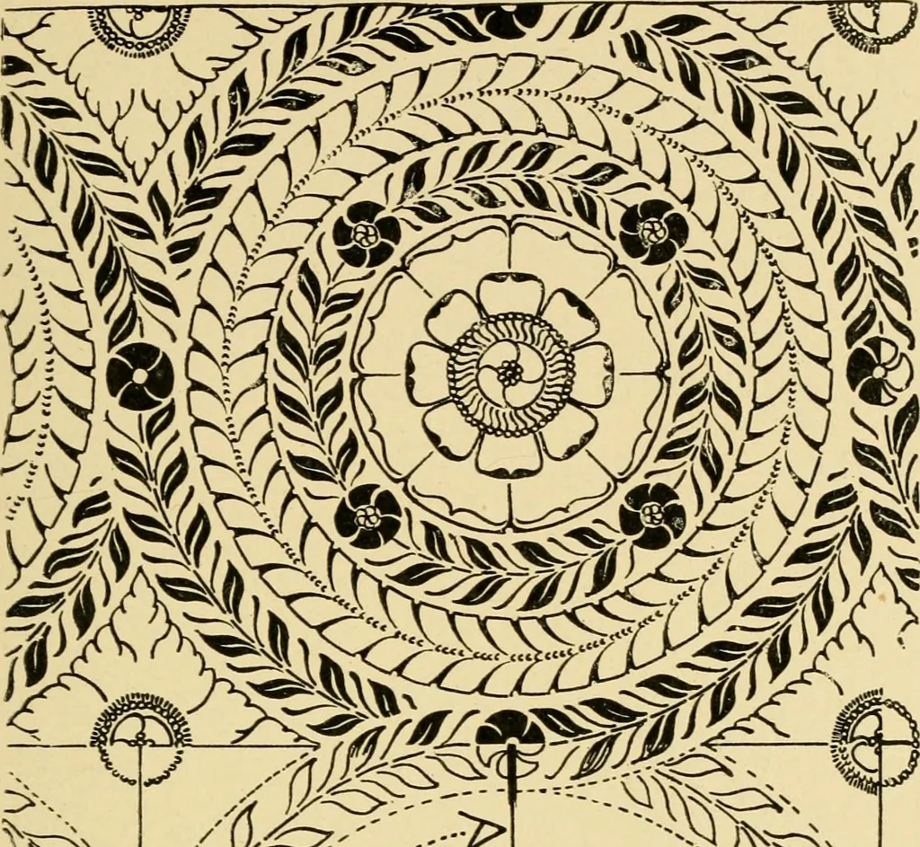 An illustration from Pattern design : a book for students treating in a practical way of the anatomy, planning & evolution of repeated ornament, 1915, leaf 158