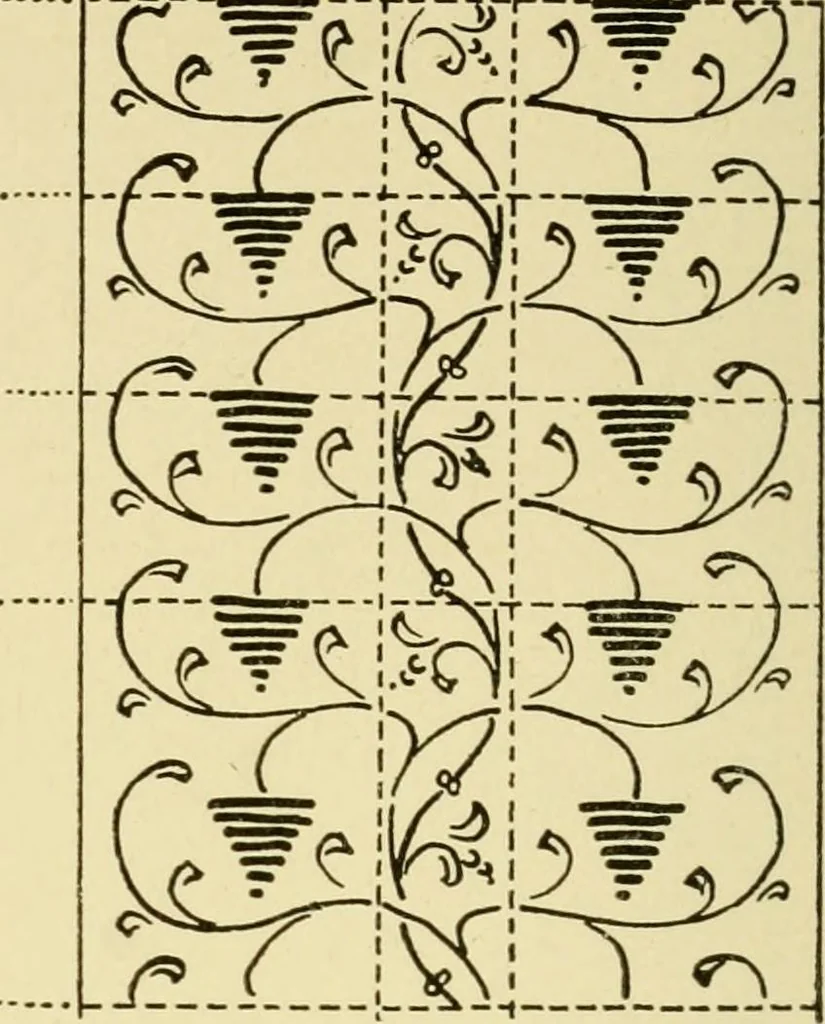 An illustration from Pattern design : a book for students treating in a practical way of the anatomy, planning & evolution of repeated ornament, 1915, leaf 167