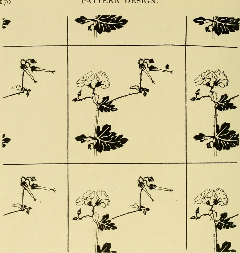 An illustration from Pattern design : a book for students treating in a practical way of the anatomy, planning & evolution of repeated ornament, 1915, leaf 195
