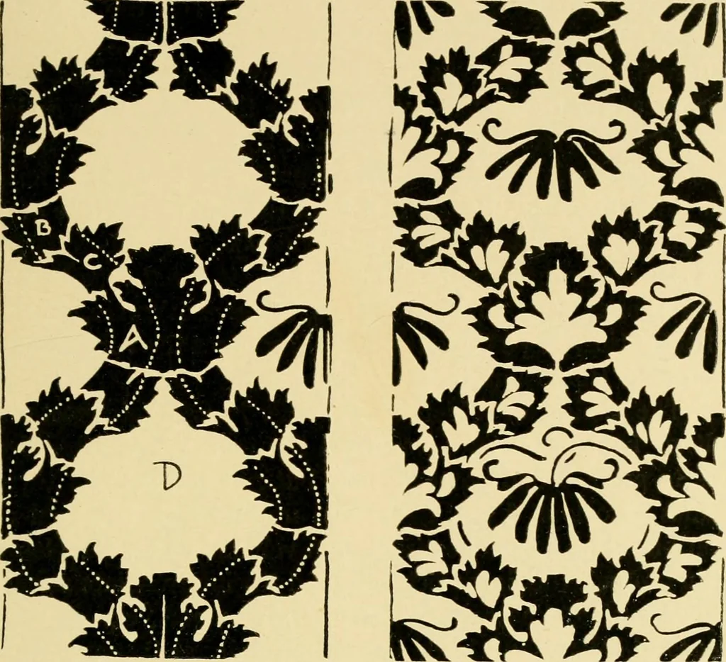 An illustration from Pattern design : a book for students treating in a practical way of the anatomy, planning & evolution of repeated ornament, 1915, leaf 210
