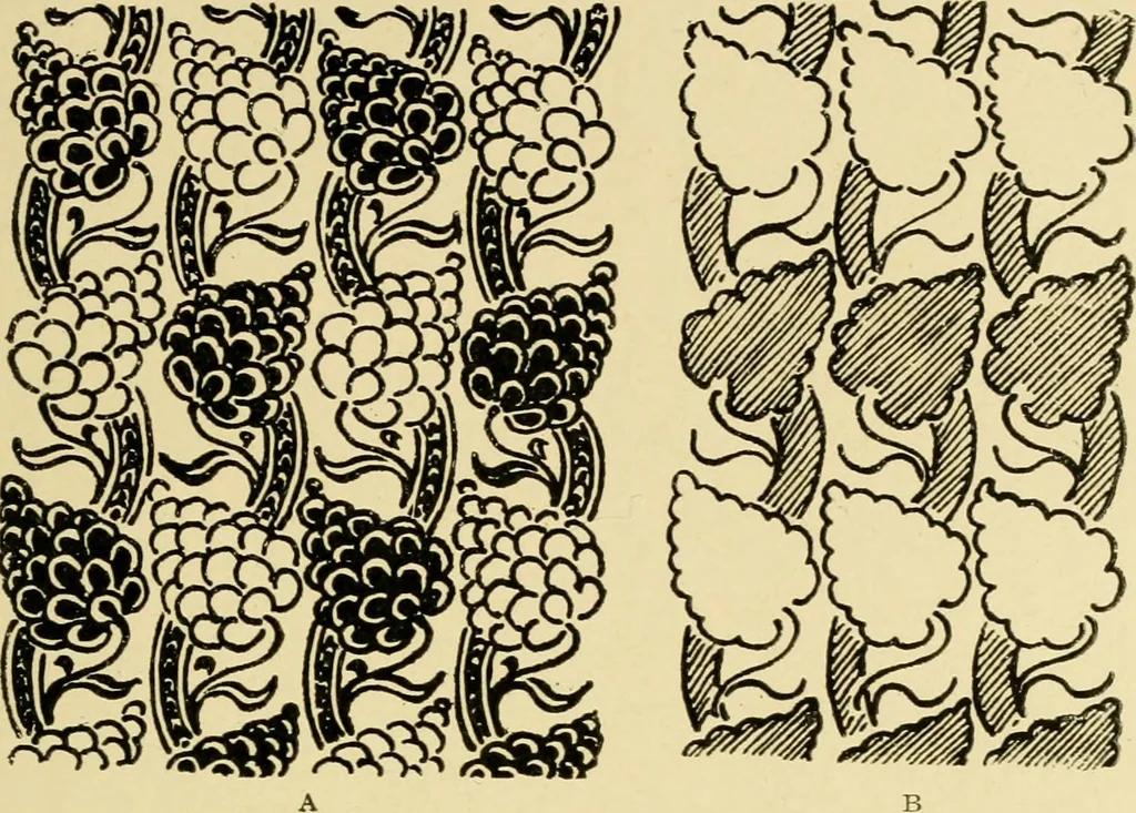 An illustration from Pattern design : a book for students treating in a practical way of the anatomy, planning & evolution of repeated ornament, 1915, leaf 228