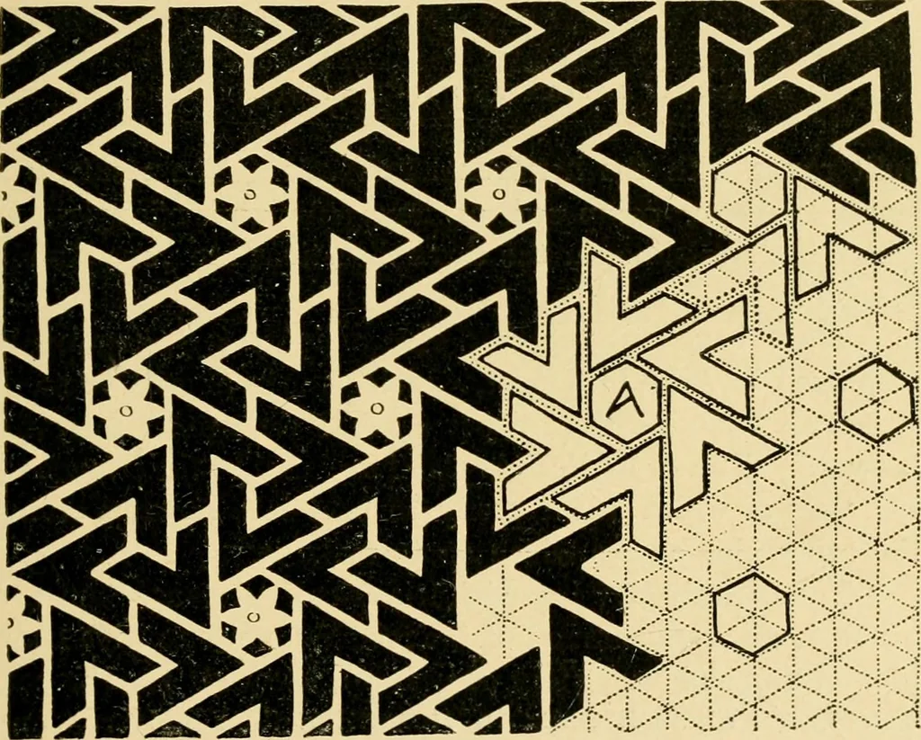 An illustration from Pattern design : a book for students treating in a practical way of the anatomy, planning & evolution of repeated ornament, 1915, leaf 46