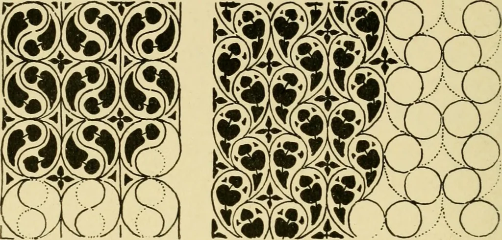 An illustration from Pattern design : a book for students treating in a practical way of the anatomy, planning & evolution of repeated ornament, 1915, leaf 61