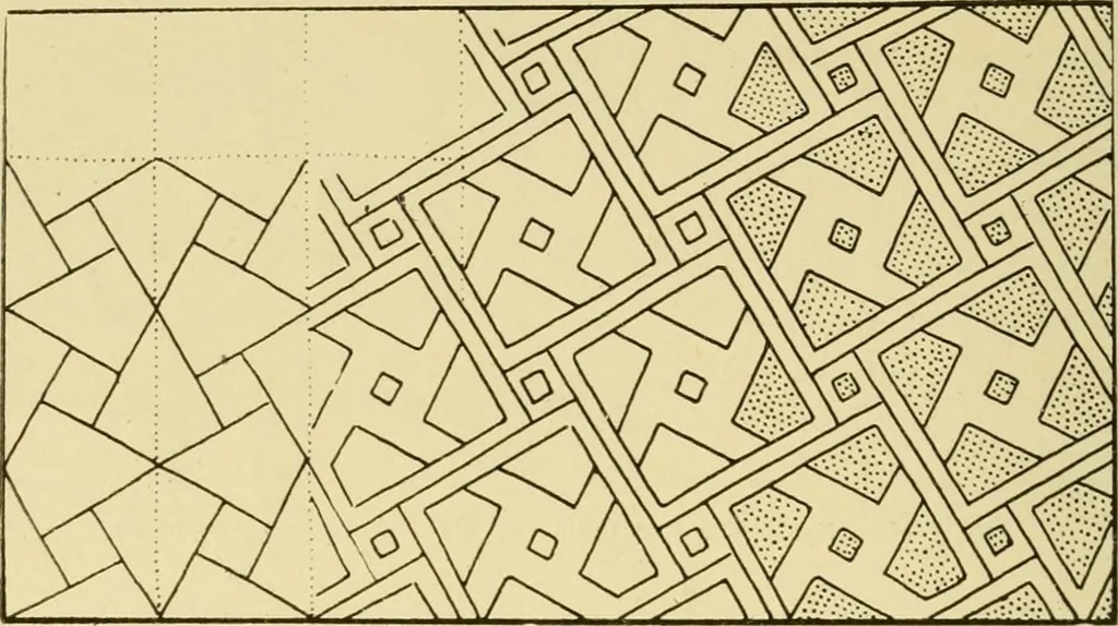 An illustration from Pattern design : a book for students treating in a practical way of the anatomy, planning & evolution of repeated ornament, 1915, leaf 71