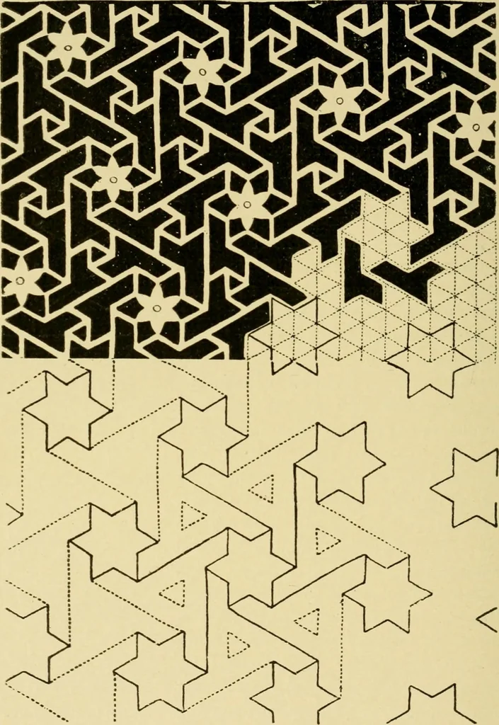 An illustration from Pattern design : a book for students treating in a practical way of the anatomy, planning & evolution of repeated ornament, 1915, leaf 83