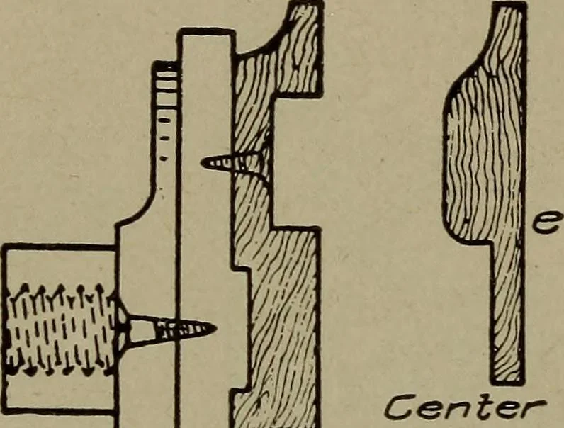 An illustration from Pattern making; a practical treatise for the pattern maker on wood-working and wood turning, tools and equipment, construction of simple and complicated patterns, modern molding machines and molding practice, 1916, leaf 105