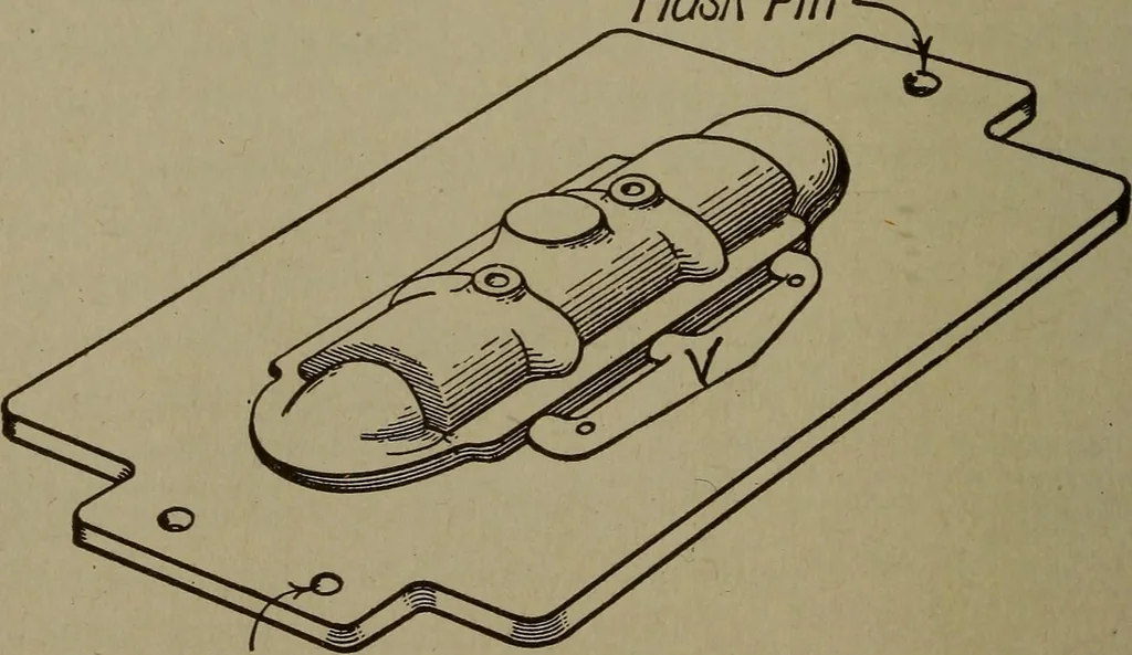 An illustration from Pattern making; a practical treatise for the pattern maker on wood-working and wood turning, tools and equipment, construction of simple and complicated patterns, modern molding machines and molding practice, 1916, leaf 189